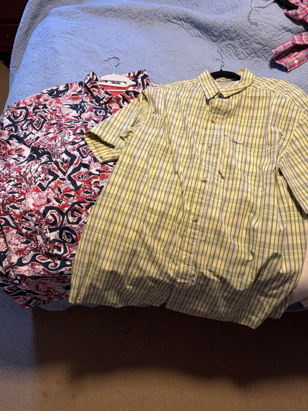 Casual Short-Sleeve Plaid Men's Shirt - Yellow/Green